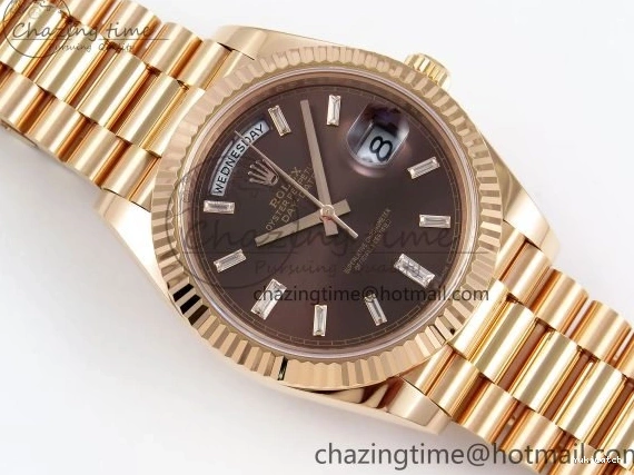 Brown 40 on DayDate Steel Dial Crystal 228235 904L President Bracelet VR3255 ARF 0225